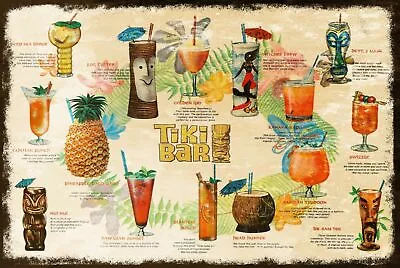 £3.93 • Buy Tiki Bar Summer Cocktail Menu Vintage Retro Style Metal Sign, Bar Pub Mancave