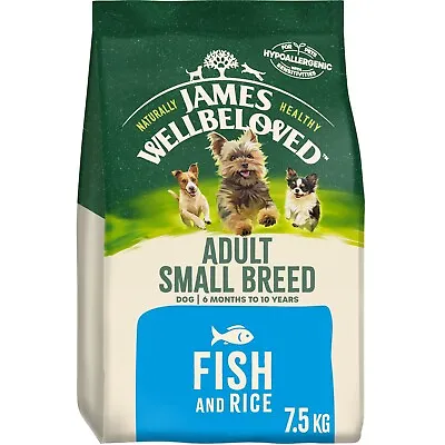 7.5kg James Wellbeloved Natural Small Breed Adult Dry Dog Food Fish & Rice • £31.99