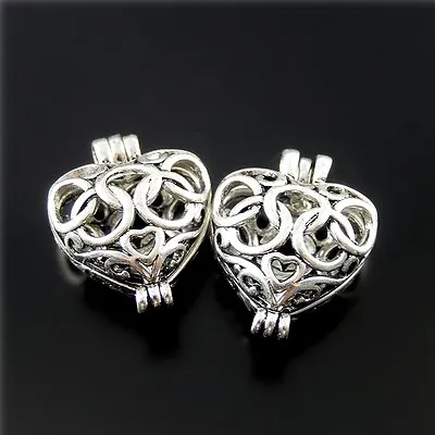 5PCS Hollowed Olympic Rings Locket Pearl Cage Mexican Bola Heart Charms Pendant • $4.04