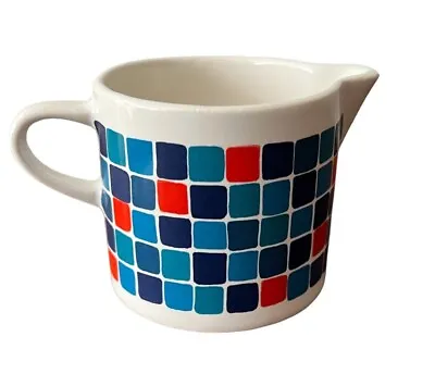 Vintage Germany Melitta  Creamer Pottery Square Tiles Blue Red MCM • $24.95
