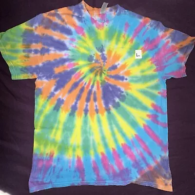 Large Rainbow Swirl Hand Tie Dye  Cotton T-shirt • £10