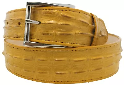 Mens Crocodile Tail Belt Print Leather Western Buttercup Buckle Cinto Rancho • $34.99