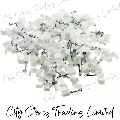 4 5 6 7 8 9 10mm Cable Clips Tacks Wire Plastic White Nylon Wall Floor Clip B2 • £4.68