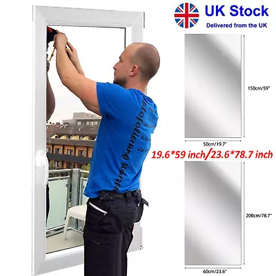 Mirror Wall Stickers Roll Self Adhesive Stick Bathroom Room Film Decor 150/200cm • £10.98