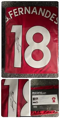 Bruno Fernandes Signed Manchester United 2021-22 Football Shirt Icons COA Proof • $310.84