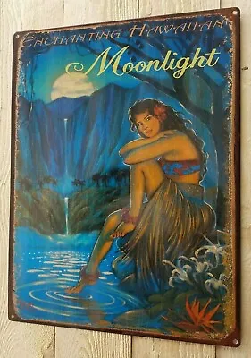 $19.99 • Buy Vintage Enchanting Hawaiian Moonlight Metal Sign Beach Bungalow Home Decor