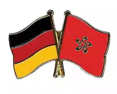 Germany & Hong-Kong Friendship Flags Gold Plated Enamel Lapel Pin Badge • £6.99