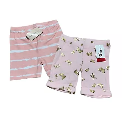 Epic Threads NWT Toddler Girls Size 3T Pink Stripes Gold Butterfly Shorts 2-pair • $11.99