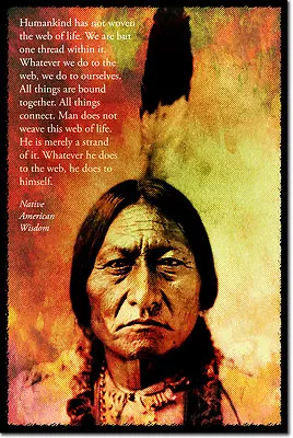 Native American Wisdom Art Photo Print Poster Gift Web Of Life Quote • £9.99