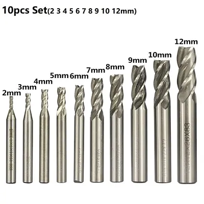 4 Slot Flute End Mill Cutter Drill Bit 10Pcs CNC Milling Tool HSS Straight Shank • £12.53