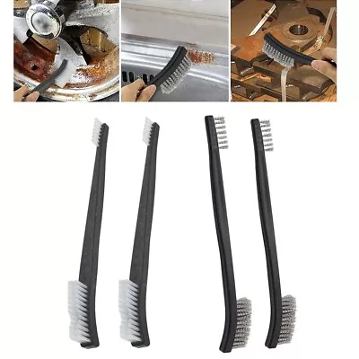 4pcs Double-end Mini Steel Nylon Wire Brush Cleaning Polishing Metal Rust Tool • $8.63