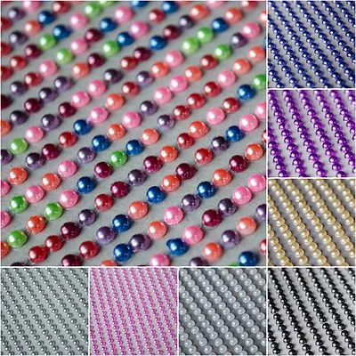 £1.99 • Buy 700 X 3mm Self Adhesive Half PEARL Flat Back Sticky Rhinestone Gem Sticker