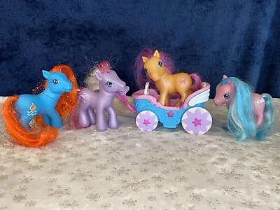 Bundle Of 4 Genuine My Little Ponies 2002-2006 With Carriage • £21