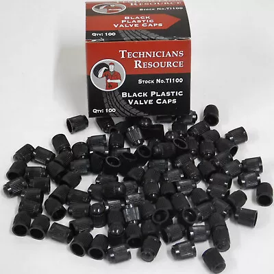 100 Black Plastic Tire Valve Stem Caps • $5.75