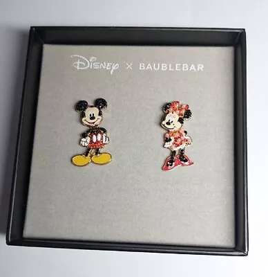 Disney X Baublebar Minnie & Mickey Sectional Sparkle Dangling Earrings RARE BNWB • £39.95