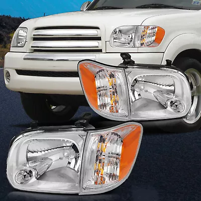 Chrome Headlights For 2005 2006 Toyota Tundra/05-07 Sequoia Headlamps Left+Right • $101.99