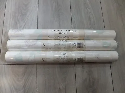 LAURA ASHLEY Nina Eau De Nil Wallpaper 3 X Rolls Batch No: W078353-A/2 • £48.06