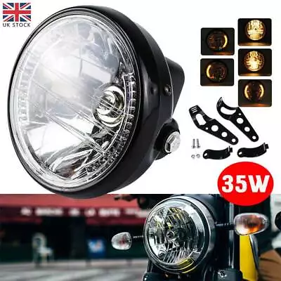 7 Inch Motorcycle Motorbike Black Headlight LED Front Light Headlamp Universal • £16.29