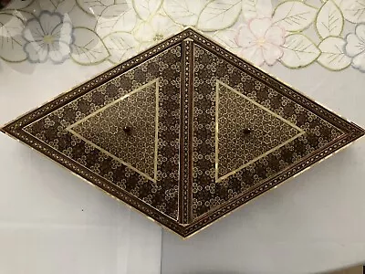 Vintage Persian Khatam Marquetry Diamond Shape Rhombus 2 Components 2 Lids 17”L • $199.99