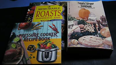 3 Vtg Cook Books - Fannie Farmer- Memorable Roasts - Pressure Cooker Cookbook • $10