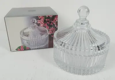 MIKASA Diamond Fire Glass WY247/933 Covered Canister Bowl Dish W/ Lid 6.5  NIB • $17.50