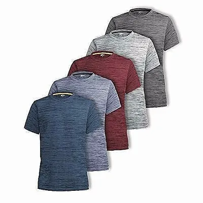 [5 Pack] Mens Active Athletic T Shirts Gym Running Workout Dry-Fit Crew Neck Top • $28.99