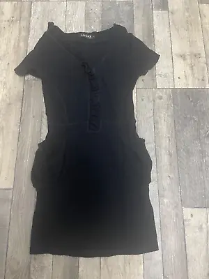 Ladies LAYERS Paris Size 1 8-10 Black Fine Knit Short Above Knee Dress • £8