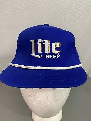 MILLER LITE Beer Hat *New Old Stock* Vintage 1990s Adjustable Strap Royal Blue • $30
