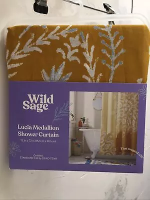 Wild Sage Lucia Medallion 100% Cotton Shower Curtain 72  X 72  Mustard NEW • $20