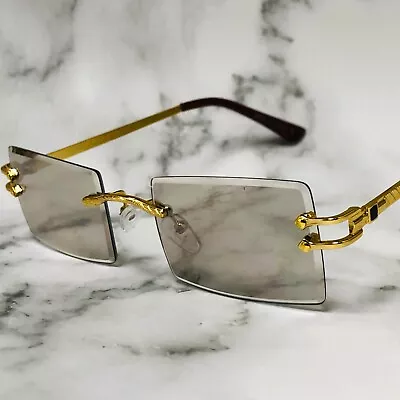 Eyeglasses Clear Lens Square Silver Rimless Men Women Glasses Eye Wear Shades • $14.99