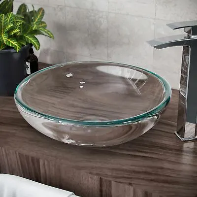 £41.99 • Buy Transparent 420x160mm Glass Basin Sink CounterTop Cloakroom Bathroom Wash Bowl 