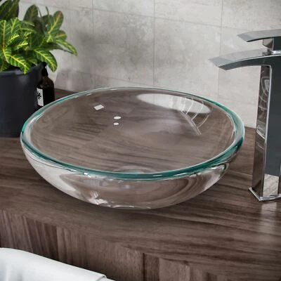 £41.99 • Buy Transparent 420x160mm Glass Basin Sink CounterTop Cloakroom Bathroom Wash Bowl 