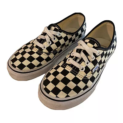 Vans Cream Checkerboard Tie Slip On Vans Classic Unisex Women’s 5 Kid’s 3.5 • £24.11