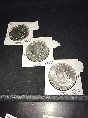 Lot 3 Morgan Silver Dollars 1886P 1889P 1921P MS++ UNC .900 $1 High Grade BU • $255