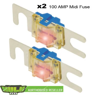 LED Midi Fuse Twin Pack 100 Amp To Suit BCDC1225D BCDC1240D SBI12 CTEK D250S • $29.95