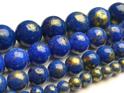 £4.29 • Buy Jade Gemstone Beads Strand Blue Gold Shimmer Gemstone Round Spheres 4 6 8 10mm