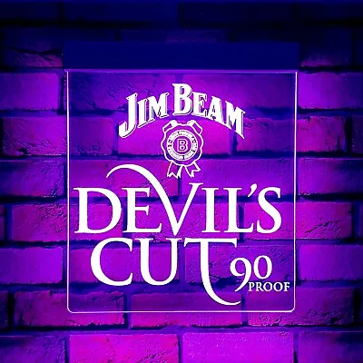 Jim Beam Devils Cut LED SignEdgelitBarMancaveLedRemote ControlLightGift • $295