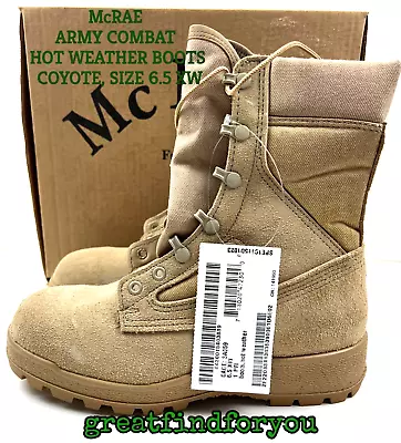 NEW USGI McRAE ARMY COMBAT HOT WEATHER BOOTS  COYOTE  SIZE 6.5 XW • $67.99