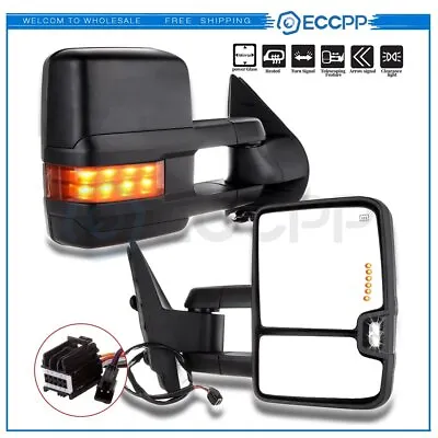 Pair Tow Mirrors For 07-14 Chevy Silverado 1500 2500 Power Heated LED Signal • $124.29