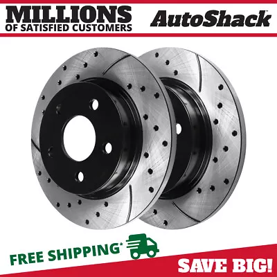 Rear Drilled Slotted Brake Rotors Pair 2 For Mercury Sable 1993-2007 Ford Taurus • $61.21