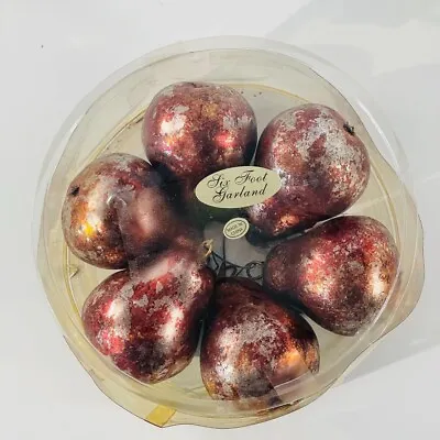 Vintage Silver Tone Pear Shape Dark Red Christmas Ornaments Sequins Glitter 6 Pc • $39.96