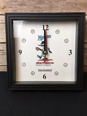 Florida Marlins Billy The Marlin Square Sun Sentinel Battery Operated Clock NOS • $14.95