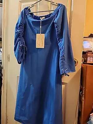 Tibi Dress Royal Blue Rouched Sleeve Size 8 NWT. Styling Options • $24.99