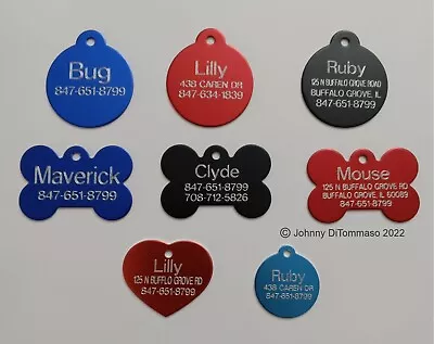 Custom Engraved Pet ID Tags For Dogs And Cats/Bone Shape Round Shape And Heart  • $2.50