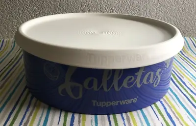 Tupperware One Touch Canister  Galletas  Blue W/ Ivory Seal  F  11 Cups New • $23.99