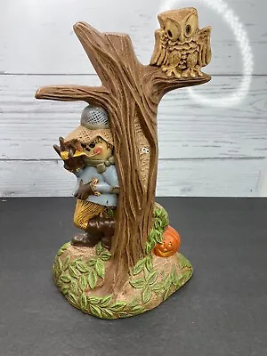 Vintage 1980’s Ceramic Scarecrow Owl Figure Jack-o’-lantern ￼14  Halloween Fall • $14.24