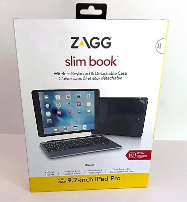 $10 • Buy Zagg Slim Book IPad Pro 9.7  Backlit Wireless Keyboard Folio Case Detachable New