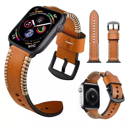 $15.84 • Buy Genuine Leather Band Strap For Apple Watch Series 7 6 SE 5 4 41/44mm 45/42mm