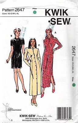 KWIK SEW 2647 MISSES MANDARIN COLLAR DRESSES SEWING PATTERN Sz XS-XL *NEW* • $14