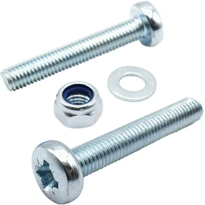 £3.14 • Buy M6 & M8 Zinc Locking Nuts, Thick Washers & Machine Pozi Pan Head Screws / Bolts